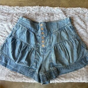 Free People Blue High-Waisted Shorts